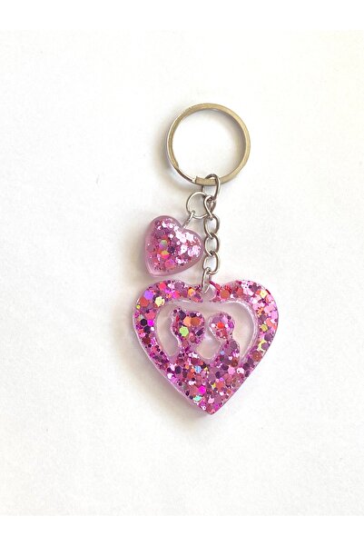 Ustaeller سلسلة مفاتيح هدية داخل القلب (الأم والطفل)