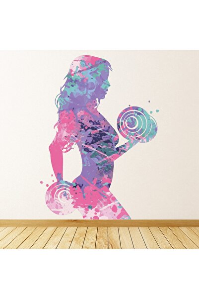 Modatools Pembe Boya Sıçrama Kadın Ağırlık Kaldırma Fitness Spor Salonu Dekor...