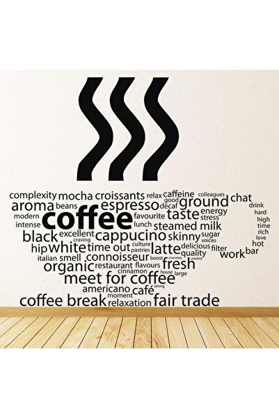 Modatools Kahve Fincanı Cafe Yazılı Dekoratif Duvar Sticker Çıkartma Ofis Otu...