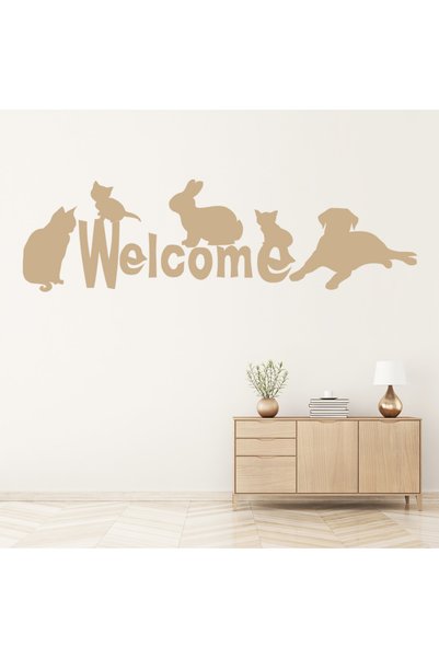 Modatools Hoşgeldiniz Köpek Kedi Evcil Hayvan Dekoratif Duvar Sticker Çıkartm...