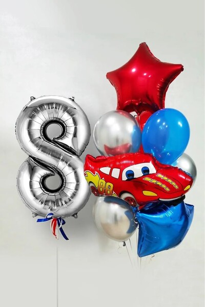 BKMC PARTY Set balona sa temom automobila za 8-godišnje dete, 76 cm, srebrni ...