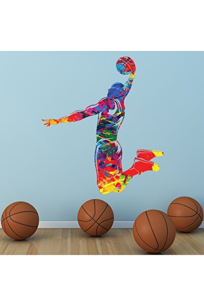 Modatools Boya Sıçrama Basketbol Smaç Dekoratif Duvar Sticker Çıkartma Spor S...