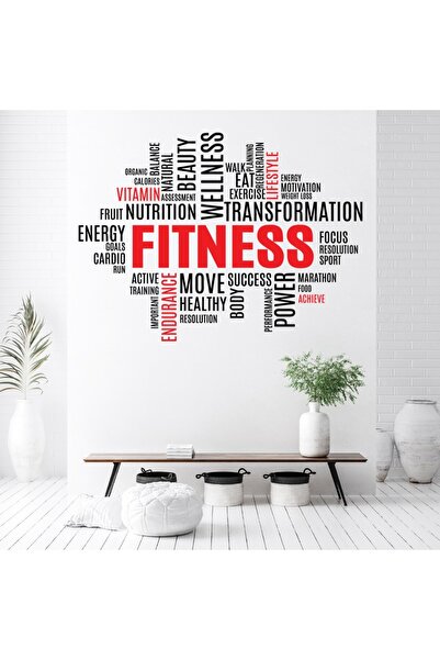 Modatools Fitness Metin Spor Salonu Dekoratif Duvar Sticker Çıkartma Spor Sal...