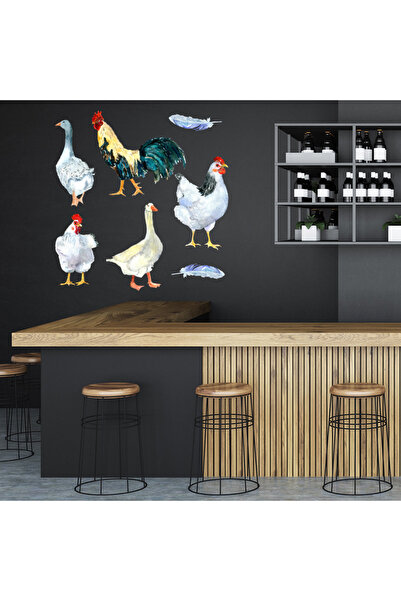 Modatools Tavuk Horoz Çiftliği Kuşlar Dekoratif Duvar Çıkartma Seti Yatak Çoc...
