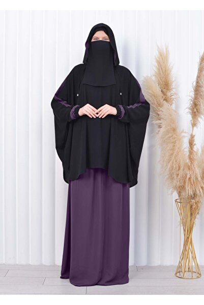 Modamix طقم ملاءة سرير حجاب مكون من 4 قطع حجاب مقنع 2 لون تنورة مرنة أكمام مخططة مناسبة لجميع الأحجام