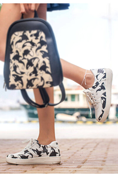 Dogo Kadın Vegan Deri Beyaz Sneakers - Flowing Orca Tasarım