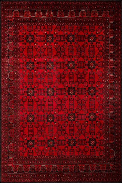 Rugs Modern Halı قاعدة منسوجة ذات نمط حديث معقود هندسي تقليدي باللون الأحمر و...