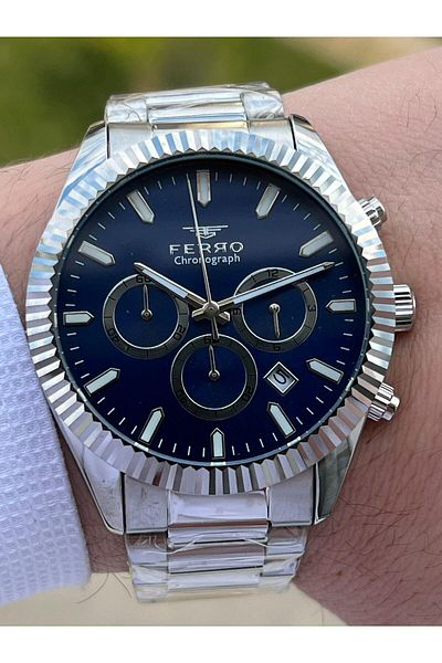 FERRO Steel Cord Inner Functions Active Chronograph 30 Mt Waterproof Men's Wristwatch EFM31289-A3