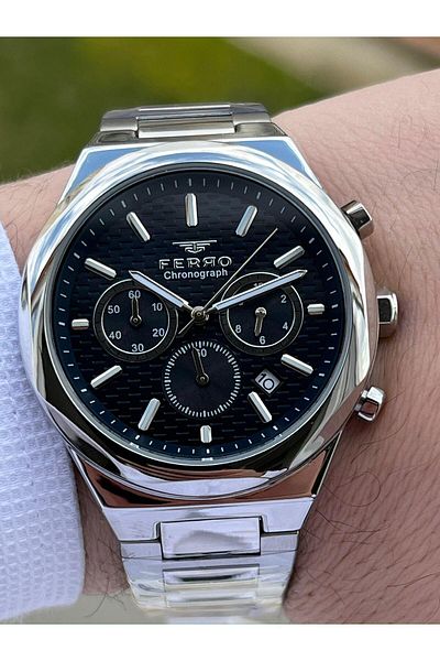 FERRO Steel Cord Inner Functions Active Chronograph 30 Mt Waterproof Men's Wristwatch EFM31458-A3