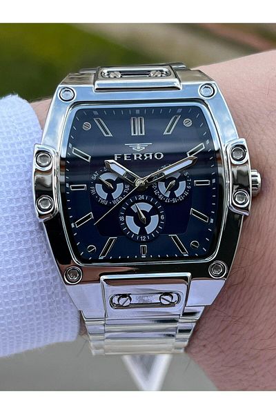 FERRO Steel Cord Inner Functions Active Chronograph 30 Mt Waterproof Men's Wristwatch EFM11437-A3