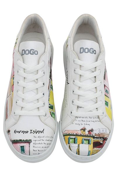 Dogo Pantofi albi din piele vegană de damă - Design Burano Island