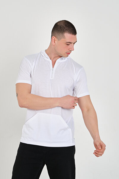 Sporting Erkek Beyaz Kapüşonlu Oversize Tshirt