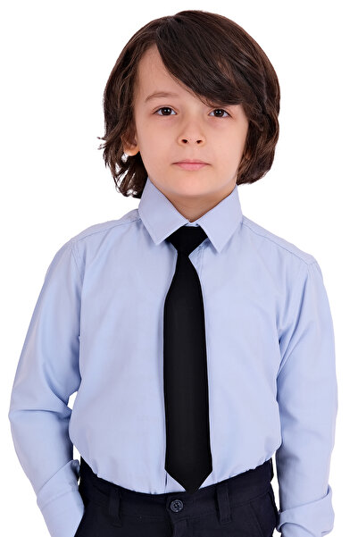 Merdia Set de 2 cravate pentru cămașă albastră uni pentru băiat