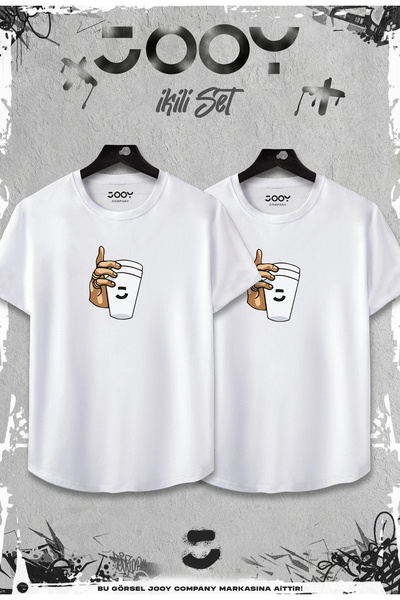 Jooy Company White Set of 2 Glass Printed Slim Fit Oval Cut T-shirt
