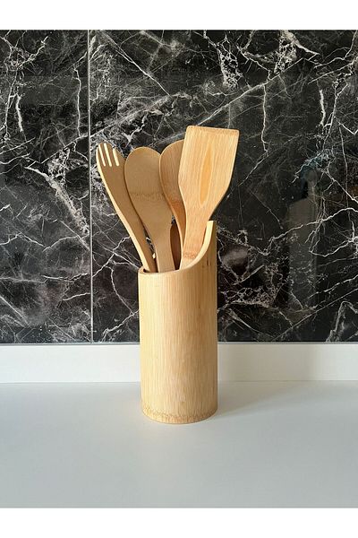 Neo Pazar 4-Piece Kitchen Set with Bamboo Stand Spoon Spatula