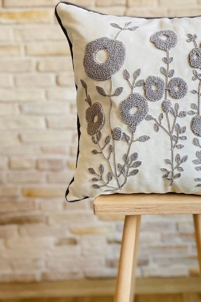 SWITA Husă de pernă cu design decorativ cu margarete brodate cu pumn (pantaloni)