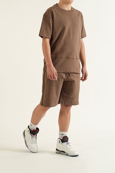 bombe Ανδρικό Σετ 2 Side Printed Oversize Comfort Relaxed Cut Σετ σορτς μπλουζών