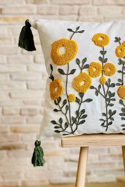 SWITA Husă de pernă cu model de margarete decorative brodate cu pumn (pantaloni)