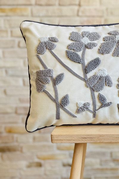SWITA Husă de pernă decorativă cu design de margaretă, brodata cu perforare, unică (panch)