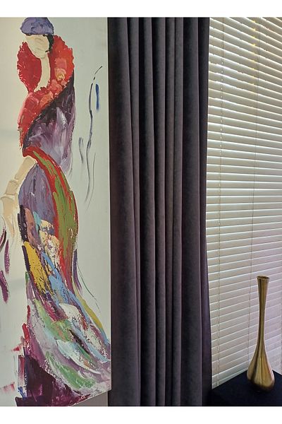 venedik home Luxury Velvet - Anthracite Colored, Textured and Plain Stitched Extra-Force Drawstring, 1St Class Quality