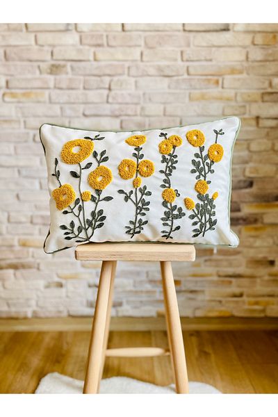 SWITA Husă de pernă cu model de margarete decorative brodate cu pumn (pantaloni)