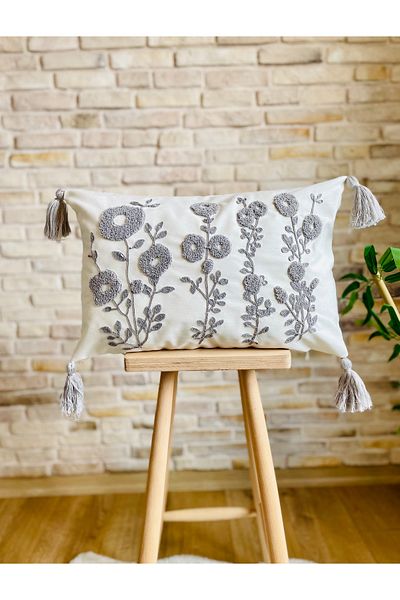 SWITA Husă de pernă cu design decorativ cu margarete brodate cu pumn (pantaloni)