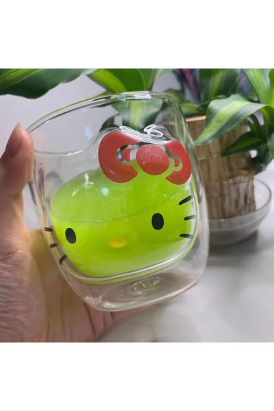 NETAVANTAJ Hello Kitty Çift Cidarlı Cam Kupa Bardak