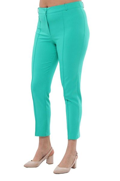 Hanezza Pantaloni Benetton pentru femei de mărime mare, lungime la gleznă, talie înaltă, 42-56, cu cusături din lycra