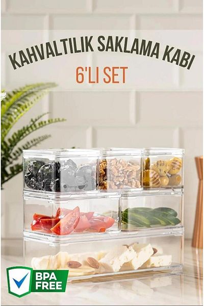 Hayveys 6-Piece Breakfast Set Transparent Breakfast Set Organizer with Lid