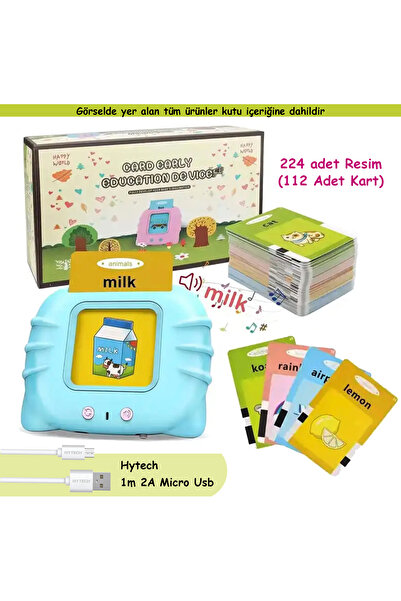 Playlab Erken Eğitim Ingilizce Sesli Flash Kartlar + Hytech USB - Mavi