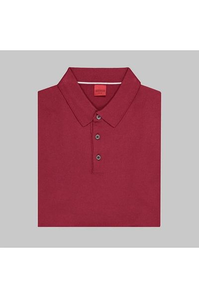 Sarar Επισκέψτε το μπλουζάκι με λαιμόκοψη Polo Claret Red Slim Knitwear