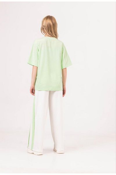 LOCO LOCO LIMI young girl child soft textured Lycra T-shirt wide leg combed cotton pants set