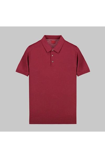 Sarar Επισκέψτε το μπλουζάκι με λαιμόκοψη Polo Claret Red Slim Knitwear