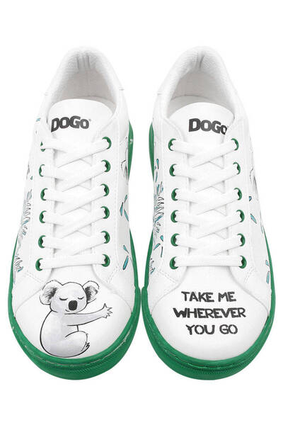 Dogo Dámské veganské kožené bílé tenisky - design Koala Hug