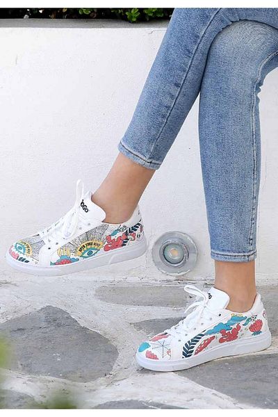 Dogo Pantofi de damă din piele vegană alb casual - Deschide-ți mintea Design