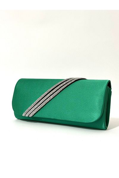 NAZART Γυναικείο πέτρινο πράσινο βραδινό φόρεμα Clutch Portfolio Chain Strap Hand Wedding Engagement Night Shoulder Bag