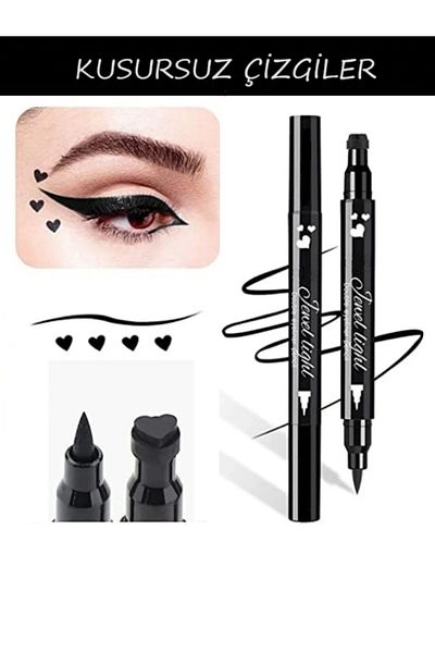 NUNUKO Double Sided Heart Pattern Pencil Eyeliner - Double Ended Heart Printed Pencil Eyeliner 24 Hours Lasting