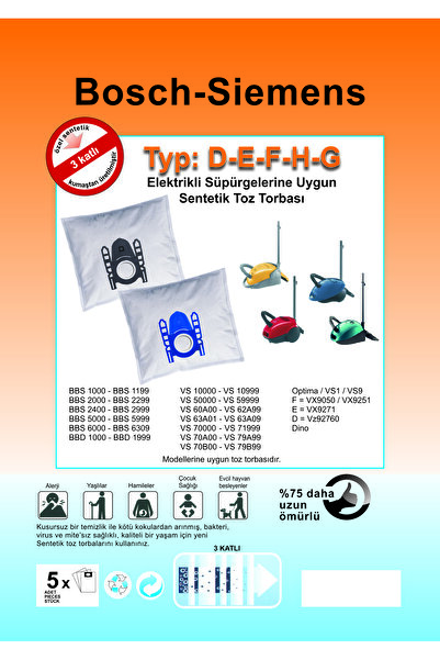 Siemens Vs 07g0000-vs 07g9999 Model Compatible Superge Sms Dust Bag - 20 Pieces