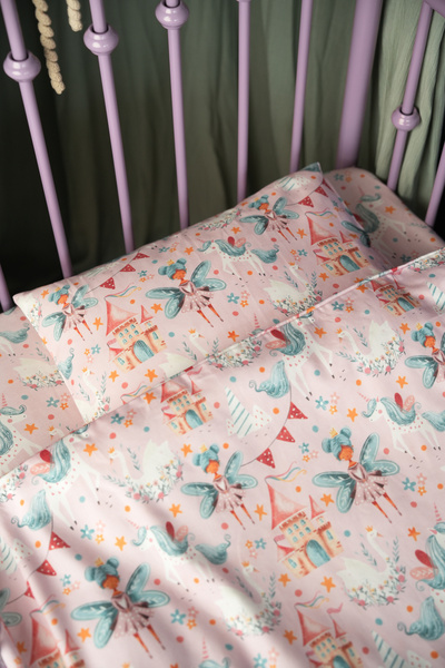 Pithy يونيكورن، قطن ساتان للأطفال، طقم غطاء لحاف سرير بارك (60 × 100 سم) - حك...