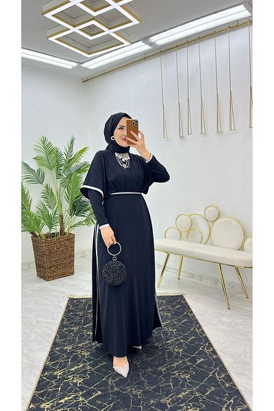 FIRSTESLEM Medina Silk Glitter Detailed Sevde Dress and Side slit Double Set