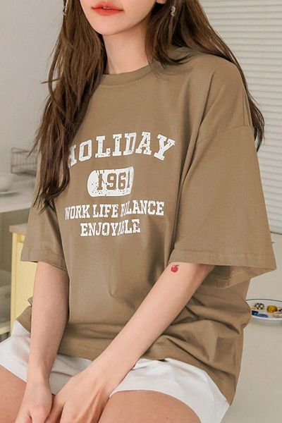 MODAGEN Μπλουζάκι Unisex Mink Crew Neck Holiday με στάμπα oversize