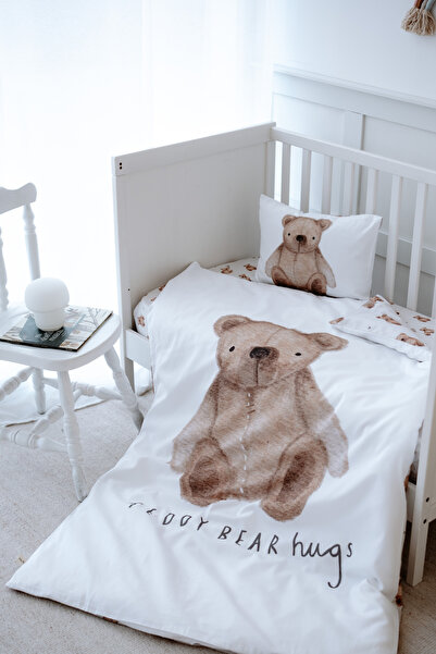 NOU طقم غطاء لحاف أطفال عضوي من Fluffy Bear (100X150) - دب رقيق