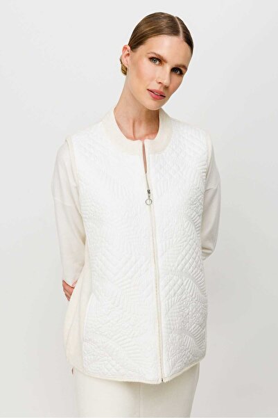Mutlu Ertan Embroidered Quilted Combination Knitwear Vest