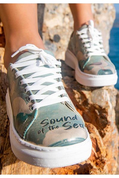 Dogo Pantofi de damă din piele vegană turcoaz - Design Sound Of The Sea