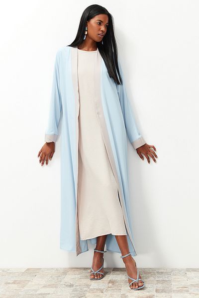 Trendyol Modest Blaue, lange einteilige Kappe ohne Kleid - Ferace/Abaya TCTSS24KF00009