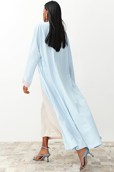 Trendyol Modest Μπλε μπλοκαρισμένο μακρύ μονοκόμματο καπέλο χωρίς φόρεμα - Ferace/Abaya TCTSS24KF00009