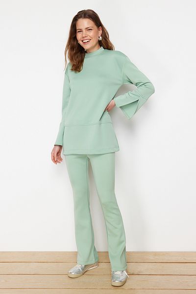 Trendyol Modest Mint Diver/Scuba Knitted Top and Bottom Set TCTSS24US00050