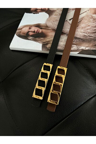 Fiori Pachet de 2 curea de bază pentru pantaloni pentru femei, centură pentru jachetă, centură pentru rochie cu cataramă cu lanț subțire