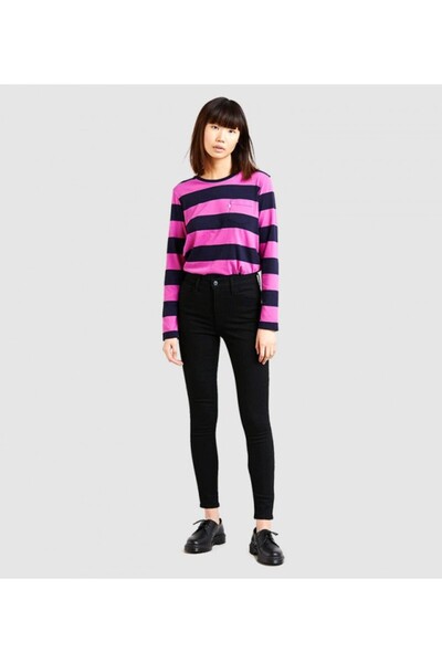 Levi's LE 720 جينز أسود عالي الارتفاع للنساء/الفتيات