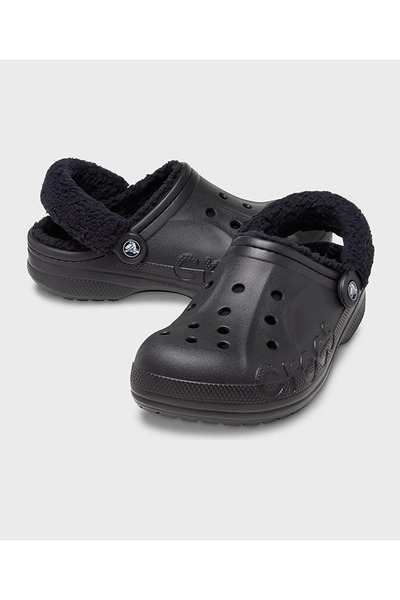 Crocs Baya Lined Fuzz Strap Clog/Siyah
